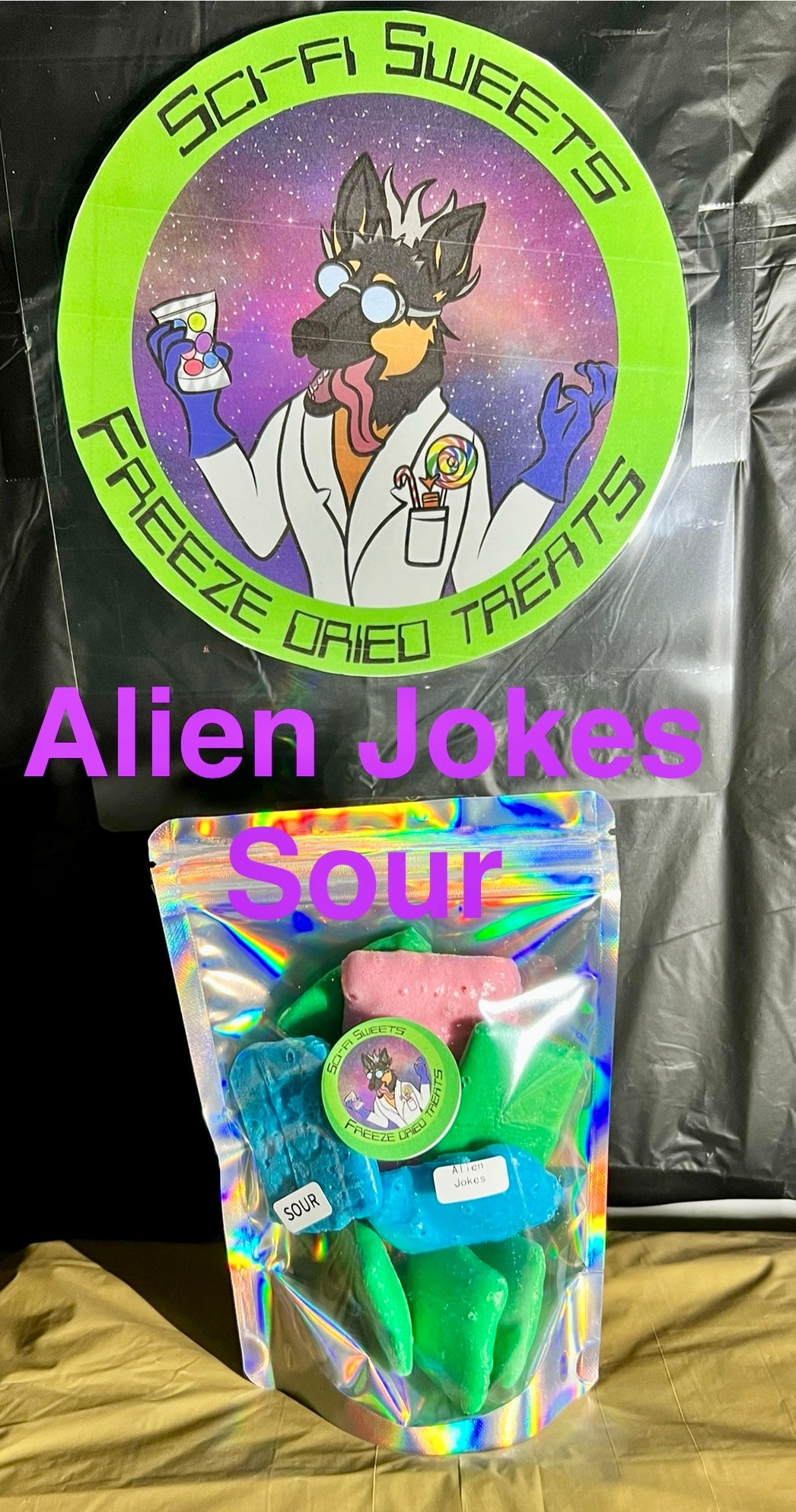 Sour Alien Jokes (aka sour warhead taffy)